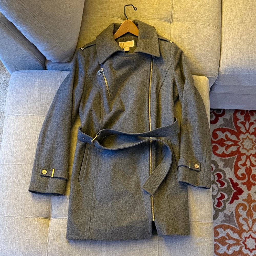 Michael Kors Gray Trench Coat with Belt